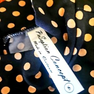 PerSeption Concecpt Woman shirt Polkadot. Tan and Black. Size L. New Tags on